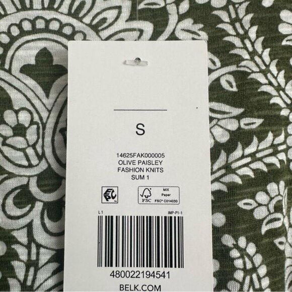 Kim Rogers Paisley Print Green and White Women's Top Size Small - Picture 6 of 8